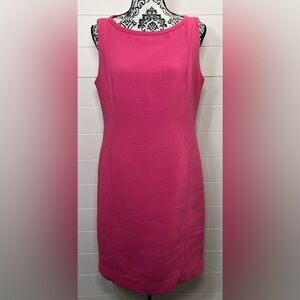 Eccoci Dress Womens 10 Sheath Midi Lined Sleeveless Barbie Core  Pink Cotton